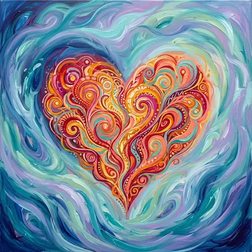 Self-Love Abstract Art: Vibrant Heart of Positive Emotions