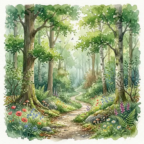 Enchanting Forest Watercolor Painting