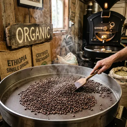 Organic Coffee Beans: Freshly Roasted Scene