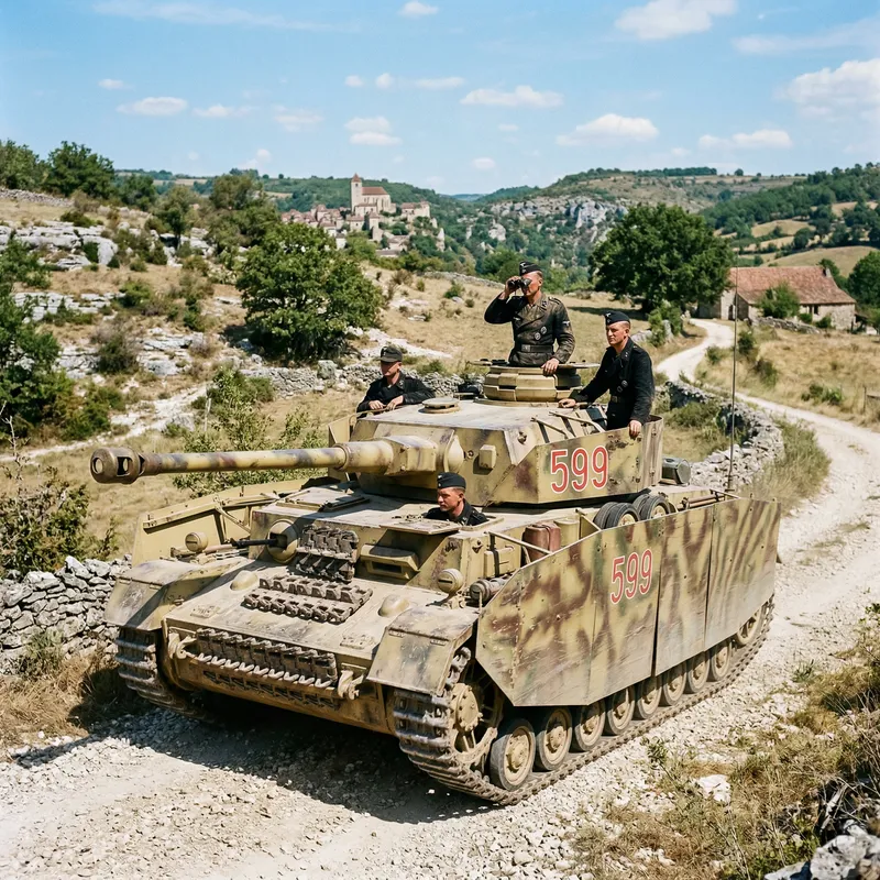 Weathered Panzer IV RAL 7028 with Red 599 Markings