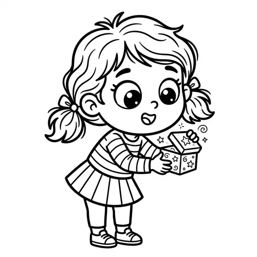 Curious Cartoon Girl Coloring Page