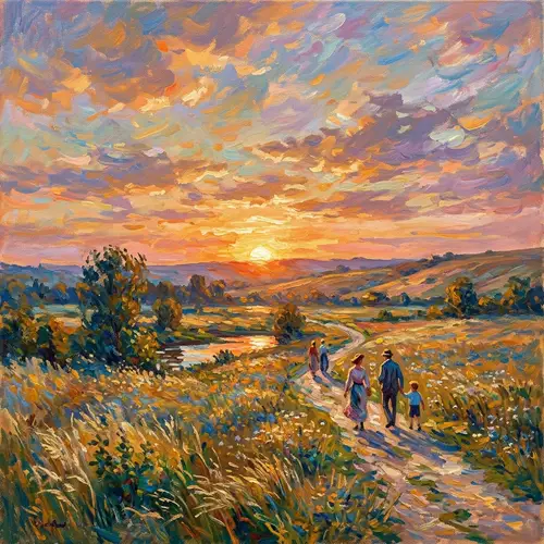Sunset in Impressionist Style: A Vibrant Scene