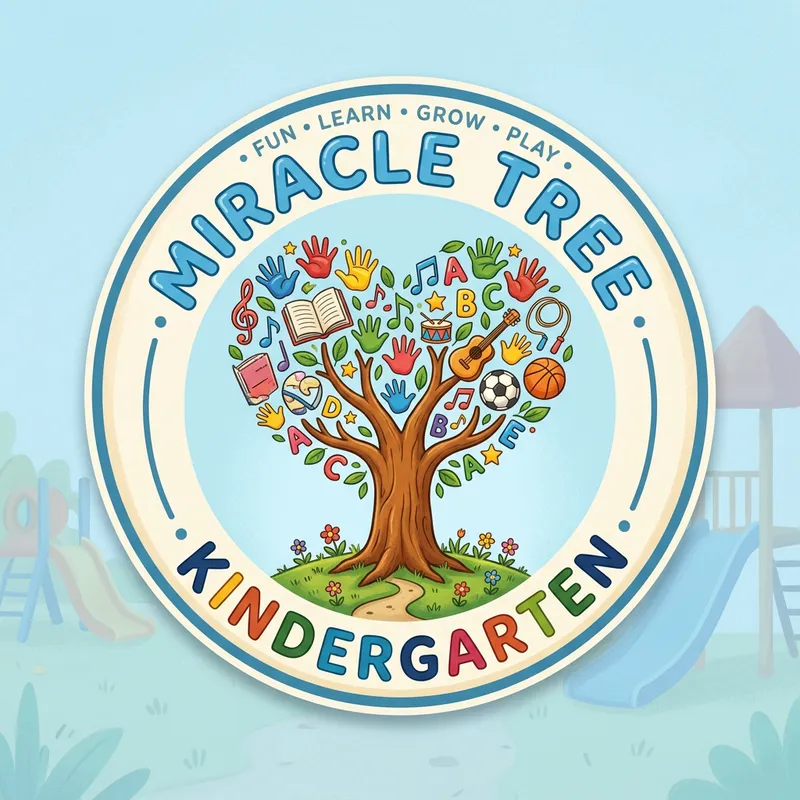 Creative Kindergarten Logo Design with Miracle Tree