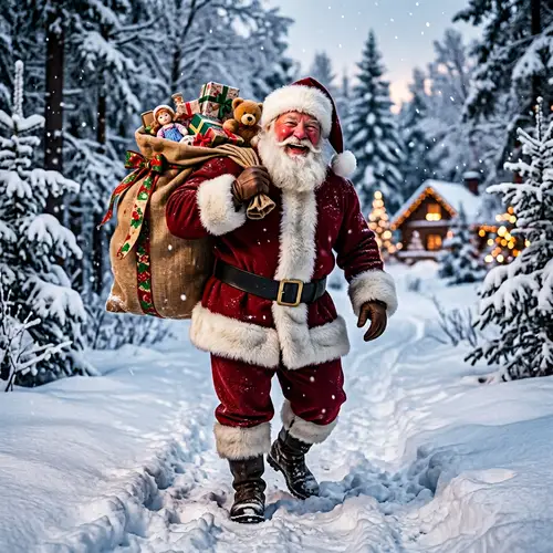 Muscular Santa Claus with Roaring Laughter | Christmas Gifts | Snow