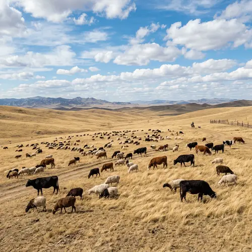 Arid Grassland Livestock Grazing | Serene Natural Scene