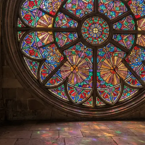 Vibrant Stained Glass Windows: Geometric Patterns