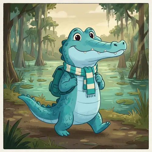 Animated Turquoise & Sky Blue Crocodile