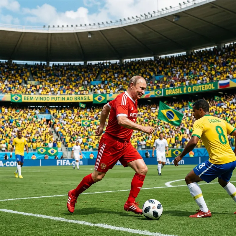 Putin Playing Soccer in Brazil Putin Playing Soccer in Brazil
