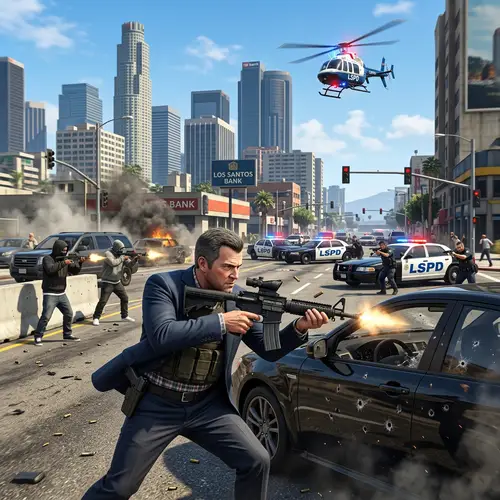 GTA 5 Michael: Epic Gunfight in City