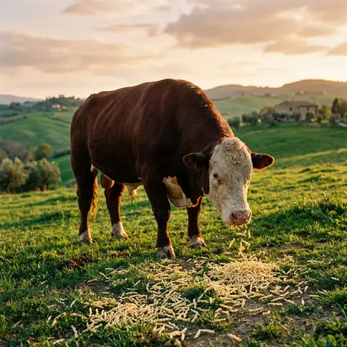 Serene Bull with Trofie: Nature's Power and Curiosity