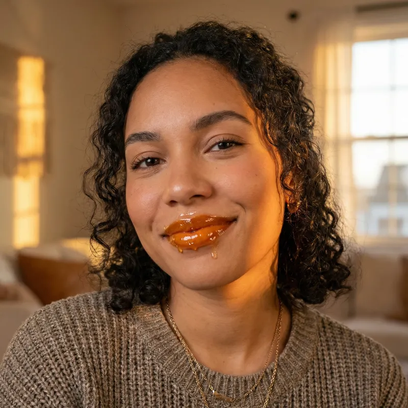 Radiant Woman with Honey Lips - Casual Beauty