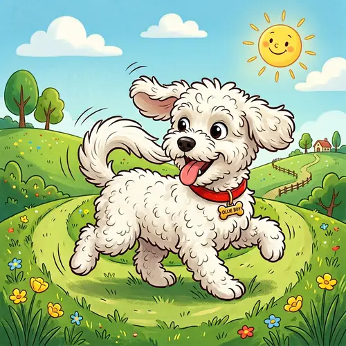 Lovable Maltipoo Ollie Boy Cartoon Art