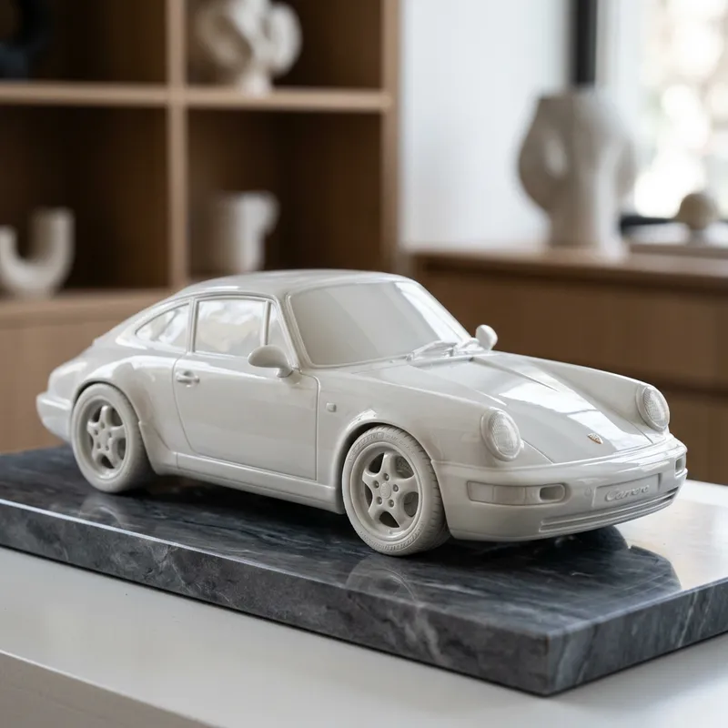 Exquisite Porcelain Porsche Model Car - Fine Craftsmanship