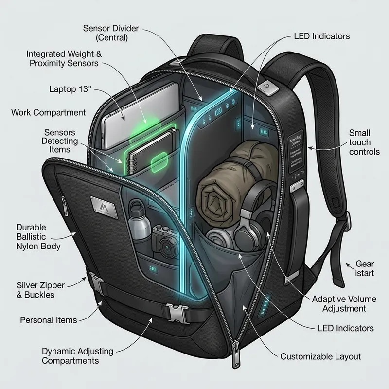 Sensor Divider Bag with Stylish Silver Accents