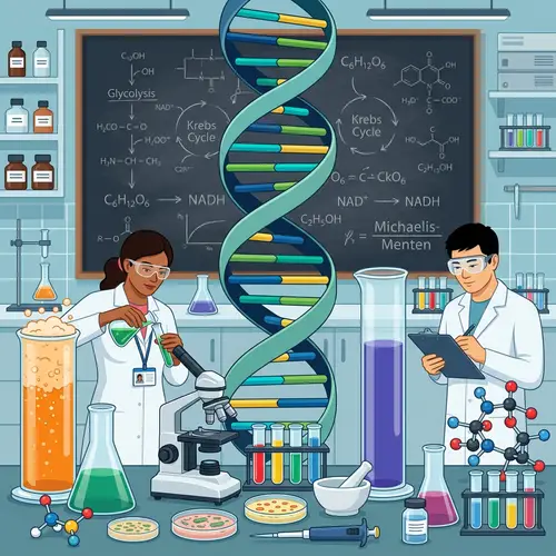 Biochemistry Vector Image: Double Helix DNA Structure & Biochemistry Tools