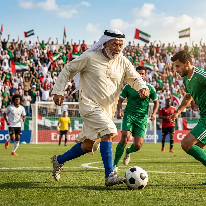 Senior Arabic Man Skillfully Playing Football | Exciting Scene