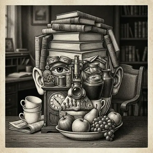 3D Graphic Illusion of a Face with Objects | Optical Illusion Art