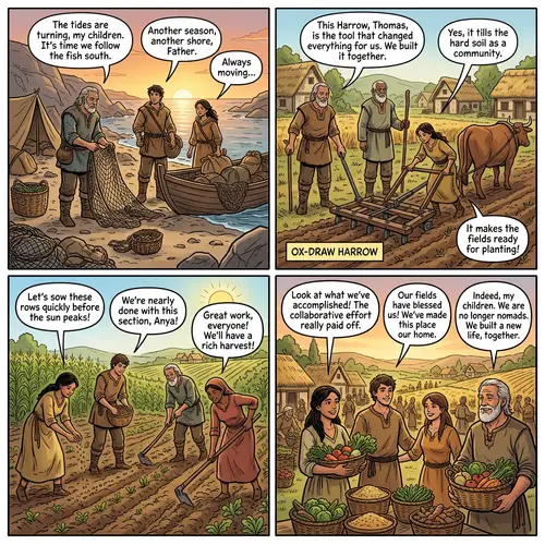 Dynamic Comic Art: Nomadic Fishermen in Action