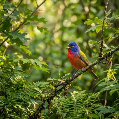 Colorful Bird Perched in Lush Green Forest