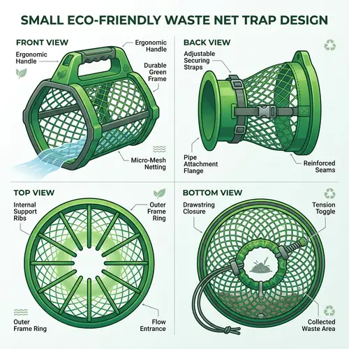 Vector Design: Green Trash Catcher Waste Net Trap