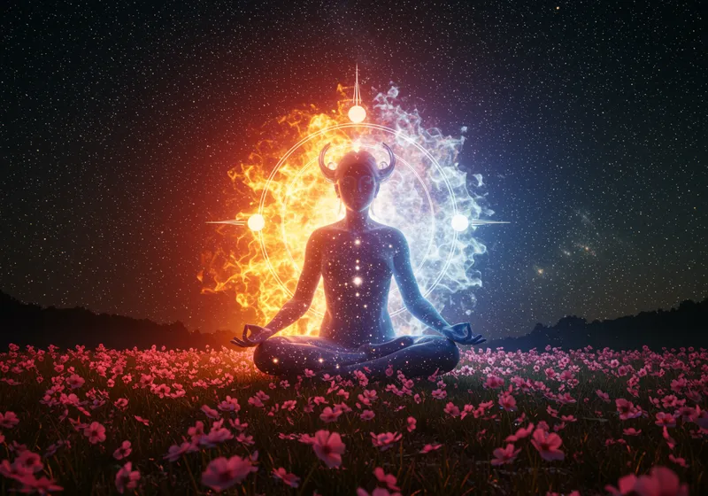 Celestial Goddess Meditating in a Starry Field