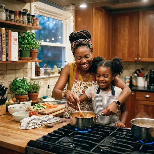Joyful Cooking Moments: Mother and Daughter Together