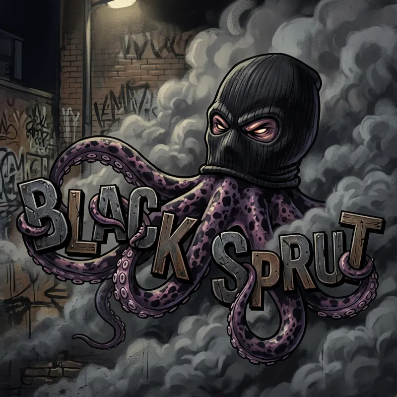 Aggressive Octopus in Black Balaclava - Black Sprut