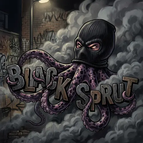 Aggressive Octopus in Black Balaclava - Black Sprut