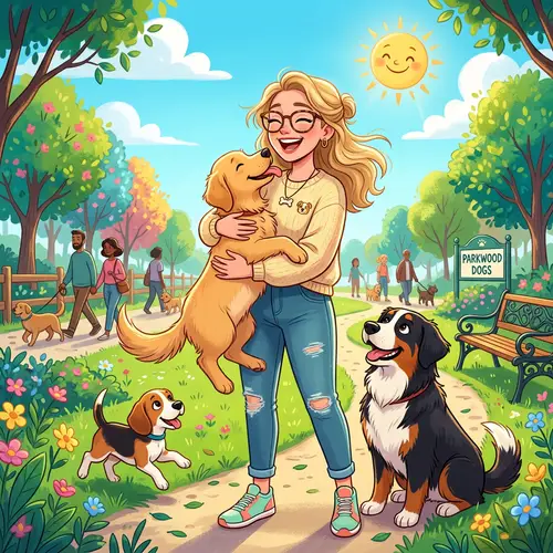 Colorful Animation Style Portrait of a Cheerful 22-Year-Old Blonde Woman with Glasses