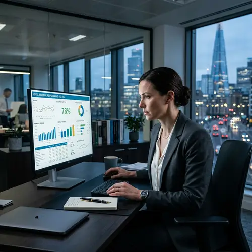 Focused Executive Analyzing Hotel Revenue Reports