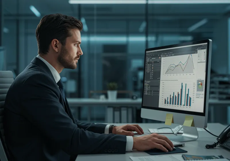 Focused Executive Analyzing Hotel Revenue Reports