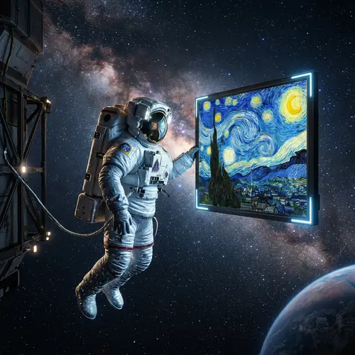Astronaut in Van Gogh's Starry Night