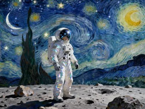 Astronaut in Van Gogh's Starry Night
