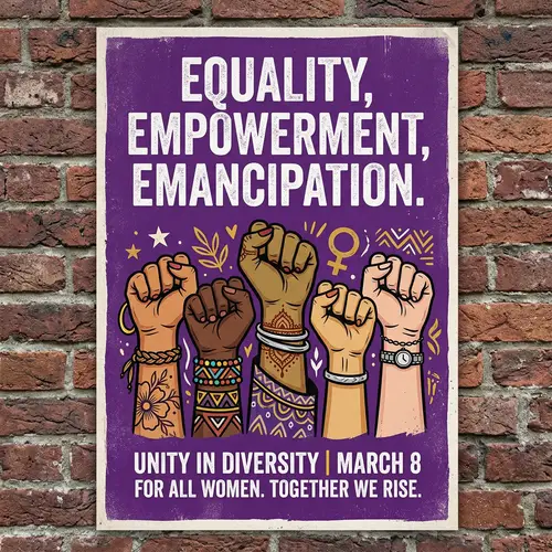 Feminist Poster: Equality, Empowerment, Emancipation