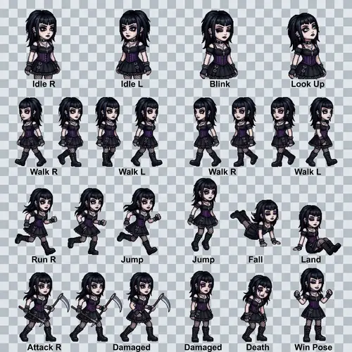 Gothic Girl Sprite Design
