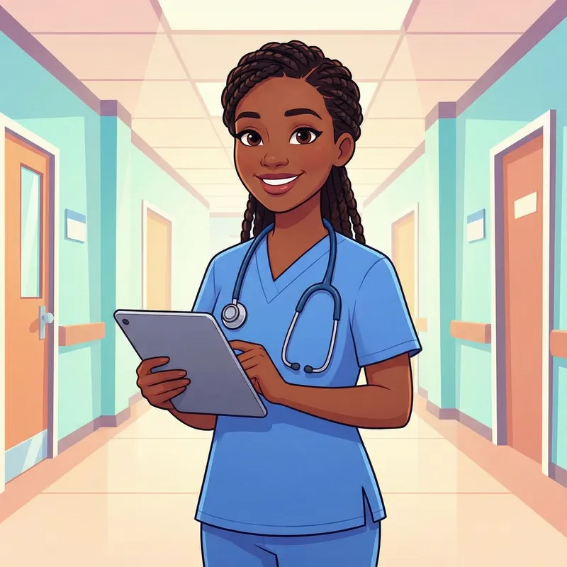Modern Animation of African American Nurse
