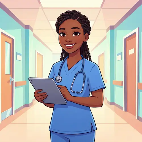 Modern Animation of African American Nurse