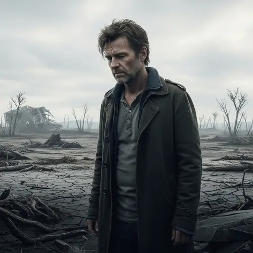 A Man Contemplating a Desolate World