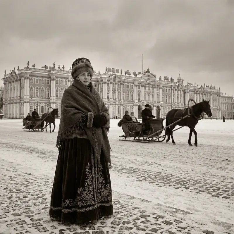 Elegant Russian Folklore Fashion in 19th Century Saint Petersburg