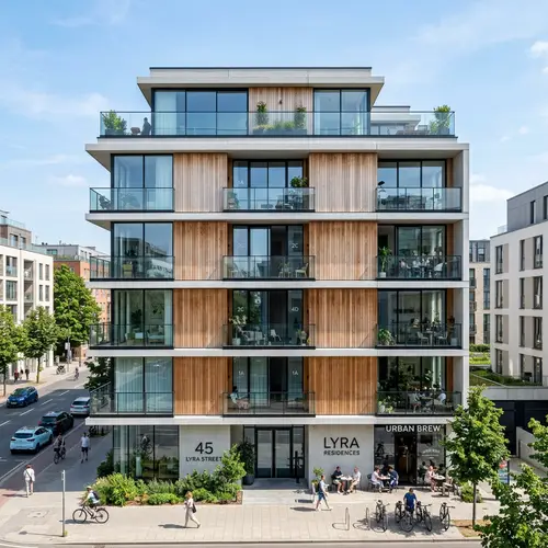 Modern 5-Story Apartment Building - Urban Living