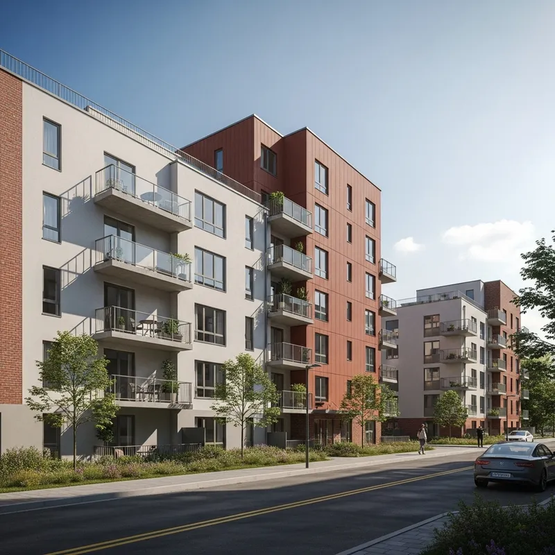 Modern 5-Story Apartment Building - Urban Living