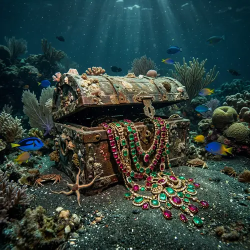 Jewelry Box with Ruby & Emerald Necklaces