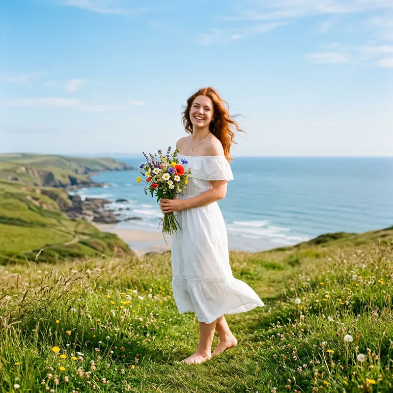 Beautiful Caucasian Woman in White Dress