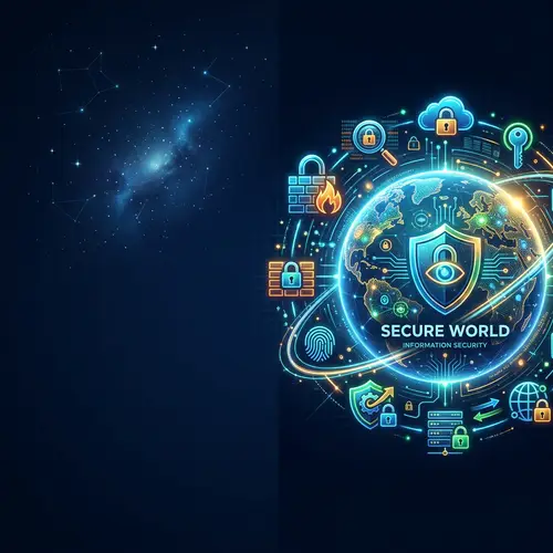 Information Security Planet Drawing on Dark Blue Background