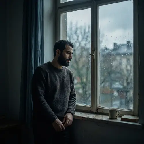 Capturing Emotional Struggle: Middle-Eastern Individual Contemplating by the Window