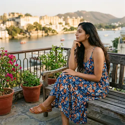 Attractive South Asian Woman in Floral Sundress