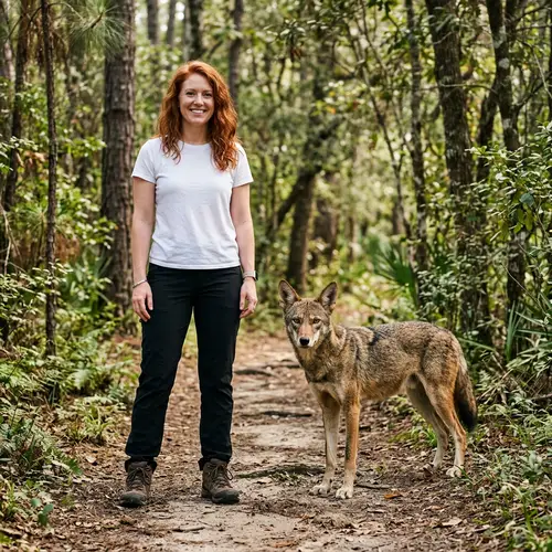Woman with Red Hair and Red Wolf