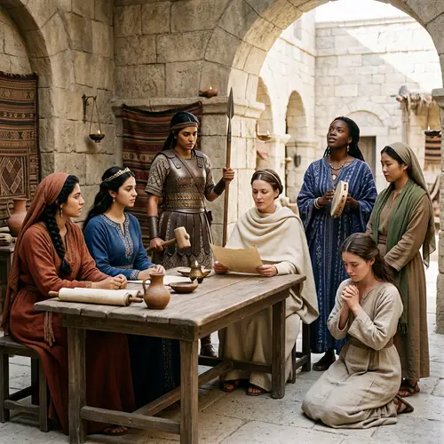 Young Biblical Women: Maria Magdalena, Reina Ester, Jael, Deborah, Miriam, Ana, Rut