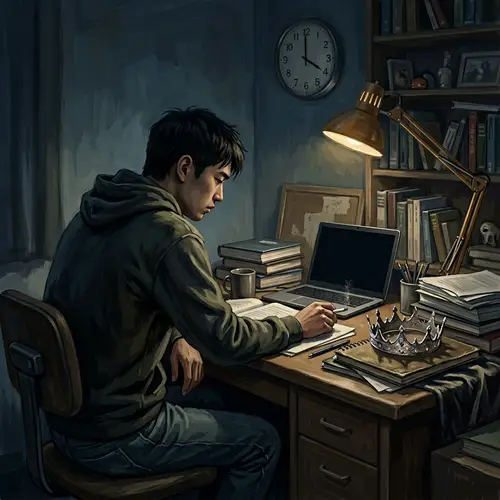 Melancholic Digital Painting of a Young Man