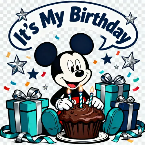 Cute Retro Mickey Mouse Birthday Design for T-Shirts